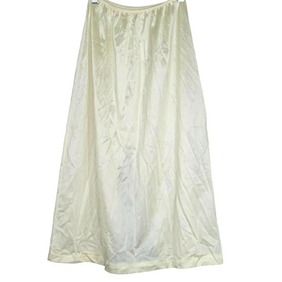 Vintage Sears The Doesnt Slip Half Slip Women Size S TALL 24-26 Waist Tan Slit - Picture 2 of 5